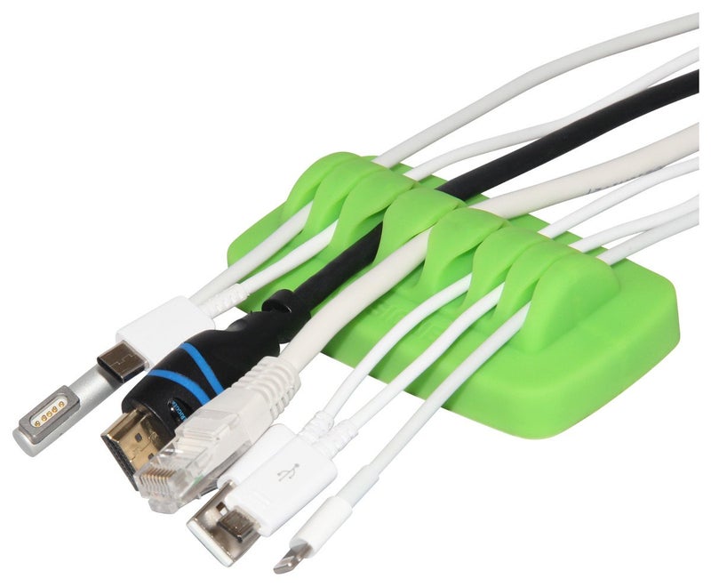 ENVISIONED Heaviest Cable Organizer on The Market! Compact and Weighted Desktop Cord Holder and Cable Organizer, Eco-Friendly Silicone, No Bad Smell, Bundled with 4 Reusable Cable Ties! (Green) - Image 1